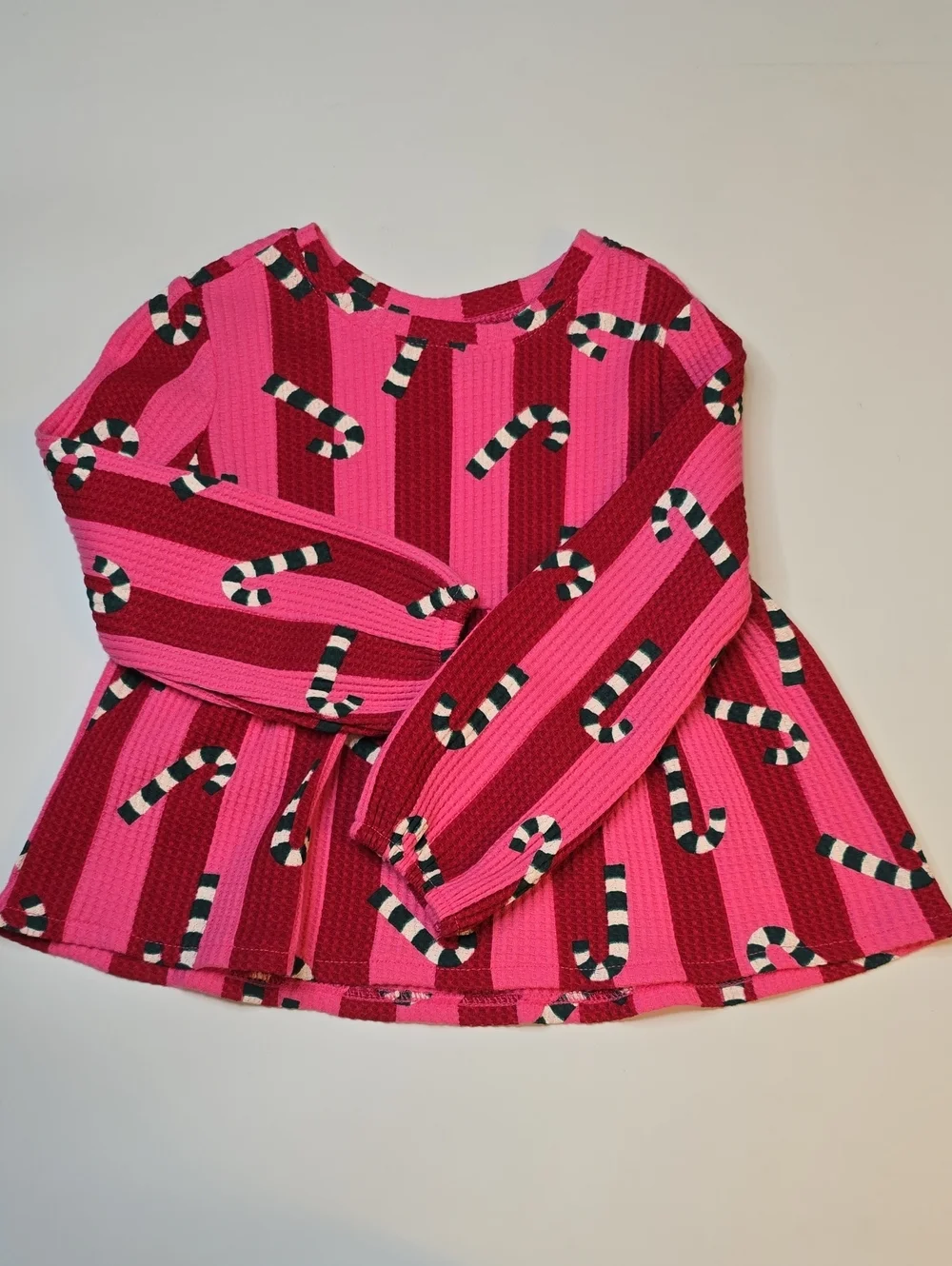 Old Navy Pink & Red Candy Cane Waffle Knit Set